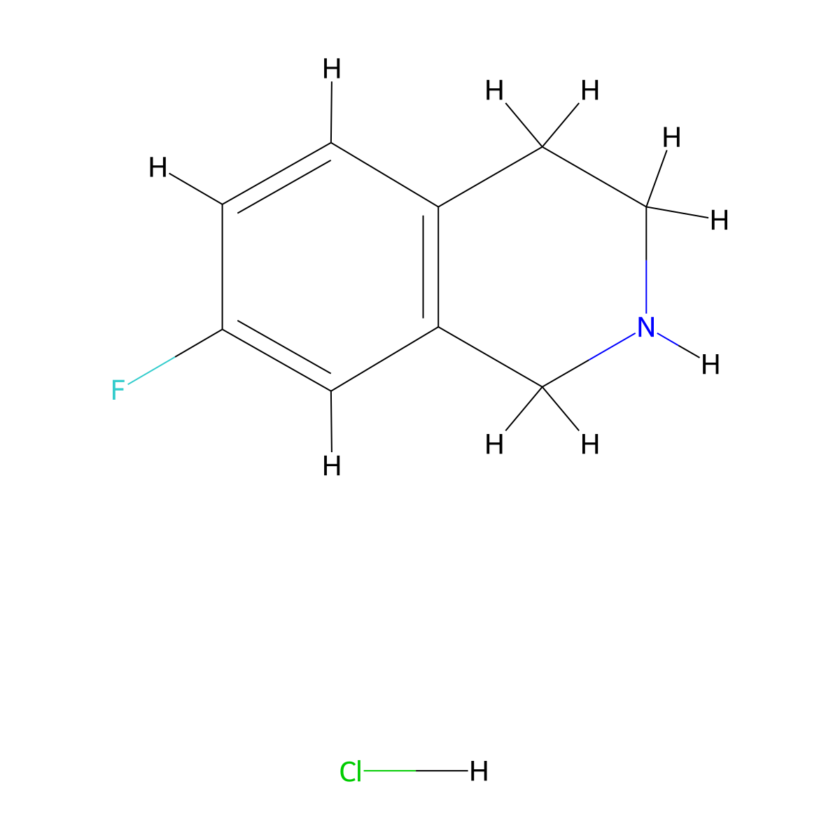 7-Fluoro-1,2,3,4-tetrahydroisoquinoline hydrochloride molecular structure, CAS 799274-06-9