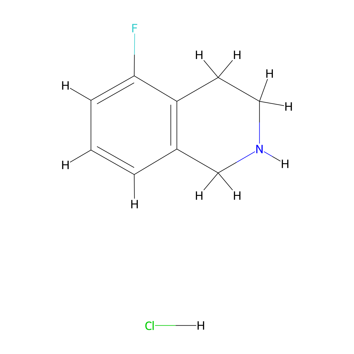 5-Fluoro-1,2,3,4-tetrahydroisoquinoline hydrochloride molecular structure, CAS 799274-07-0