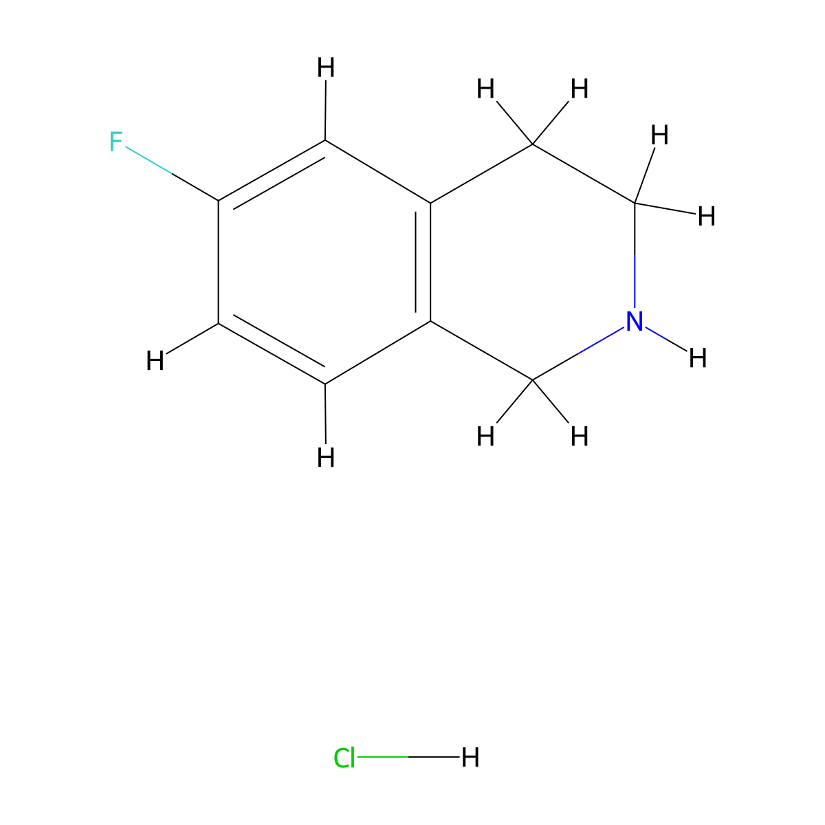 6-Fluoro-1,2,3,4-tetrahydroisoquinoline hydrochloride molecular structure, CAS 799274-08-1