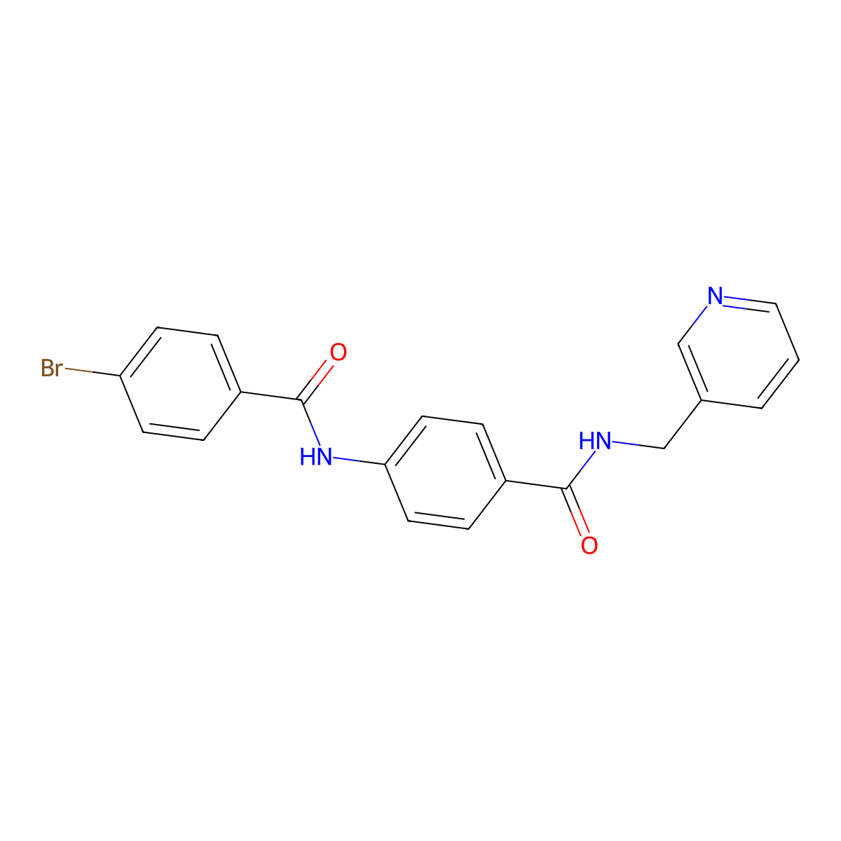 4-Bromo-N-(4-((pyridin-3-ylmethyl)carbamoyl)phenyl)benzamide molecular structure, CAS 799278-62-9