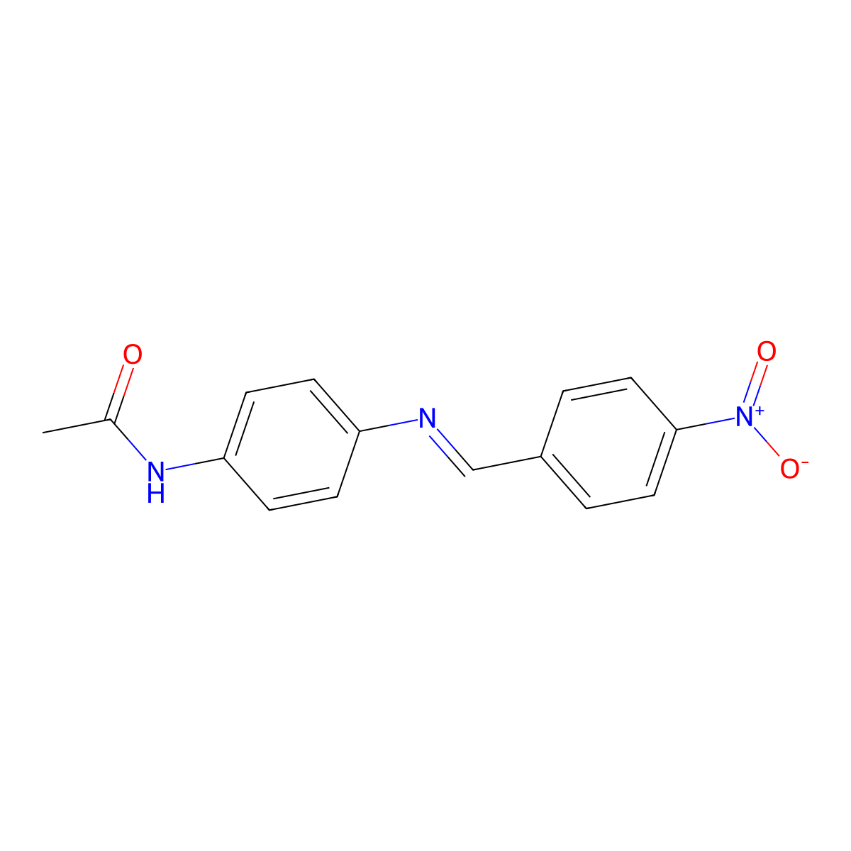 N-[4-[(4-nitrophenyl)methylideneamino]phenyl]acetamide molecular structure, CAS 799291-49-9