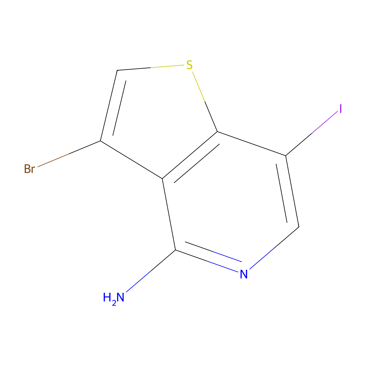 3-Bromo-7-iodothieno[3,2-C]pyridin-4-amine molecular structure, CAS 799293-91-7