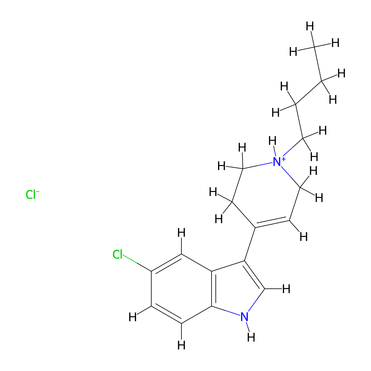 1H-Indole, 3-(1-butyl-1,2,3,6-tetrahydro-4-pyridinyl)-5-chloro-, monohydrochloride molecular structure, CAS 79931-43-4