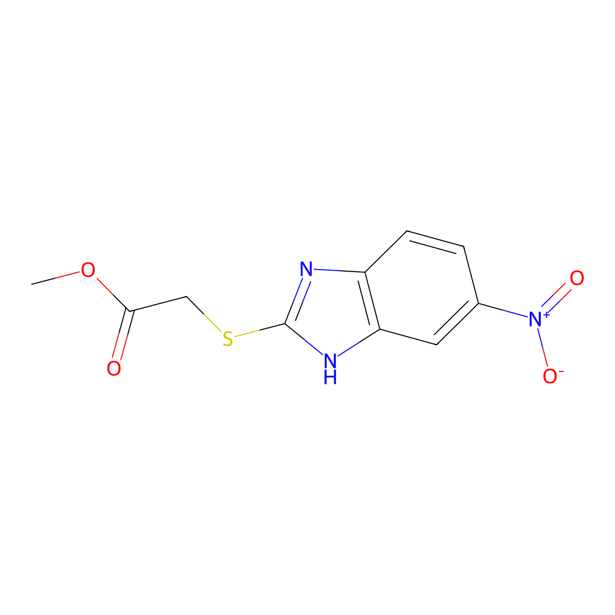 methyl 2-[(6-nitro-1H-1,3-benzodiazol-2-yl)sulfanyl]acetate molecular structure, CAS 79938-42-4