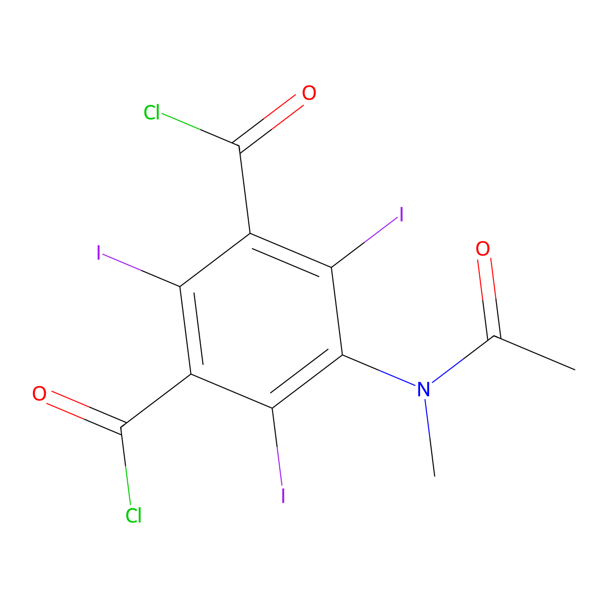 2,4,6-Triiodo-5-(N-methylacetamido)isophthaloyl dichloride molecular structure, CAS 79944-47-1