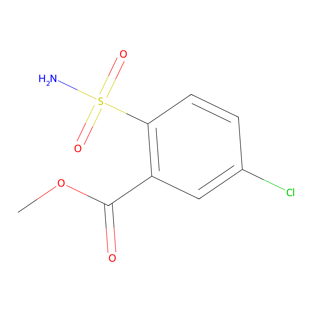 Methyl 5-chloro-2-sulfamoylbenzoate molecular structure, CAS 79945-20-3