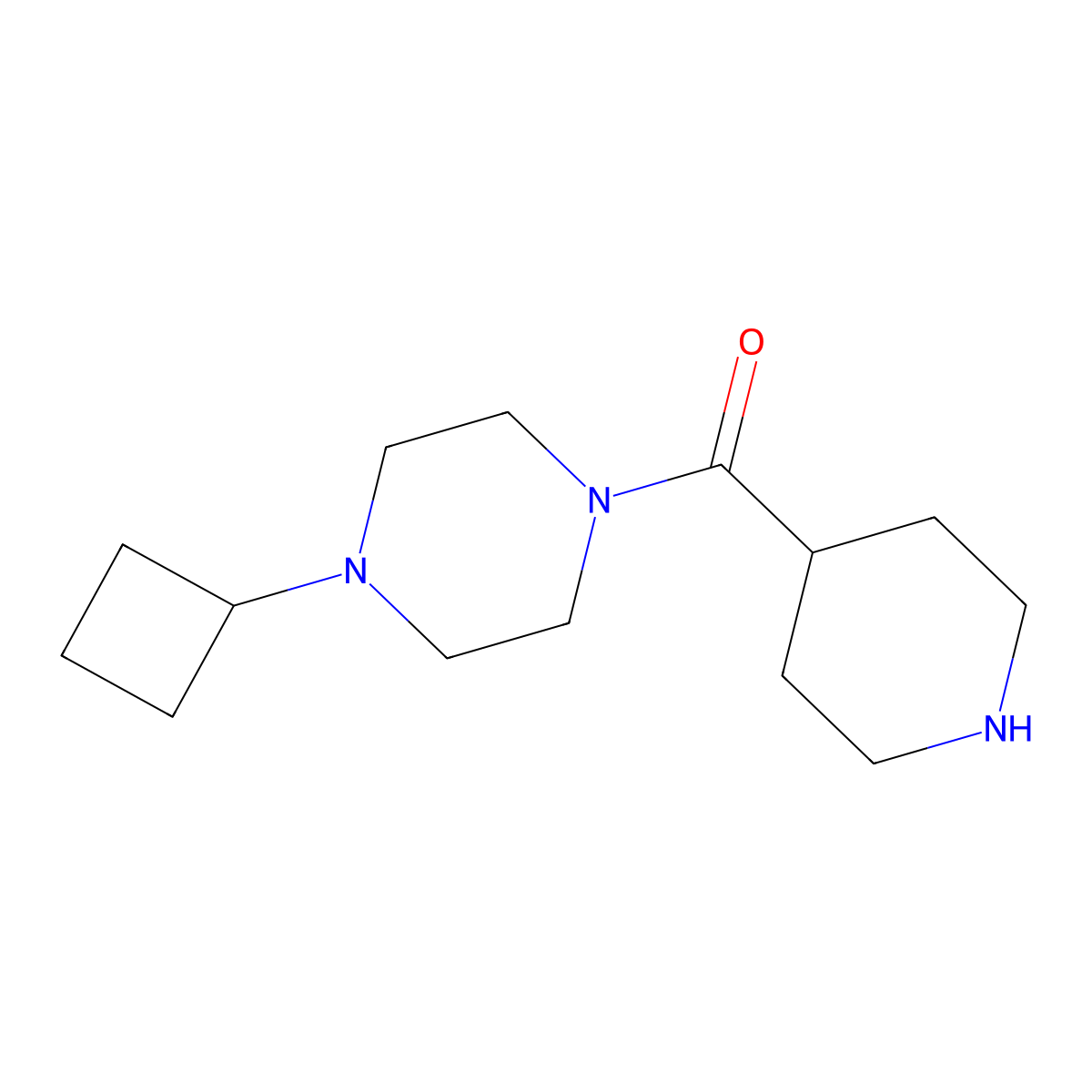 1-Cyclobutyl-4-(piperidine-4-carbonyl)piperazine molecular structure, CAS 799559-59-4