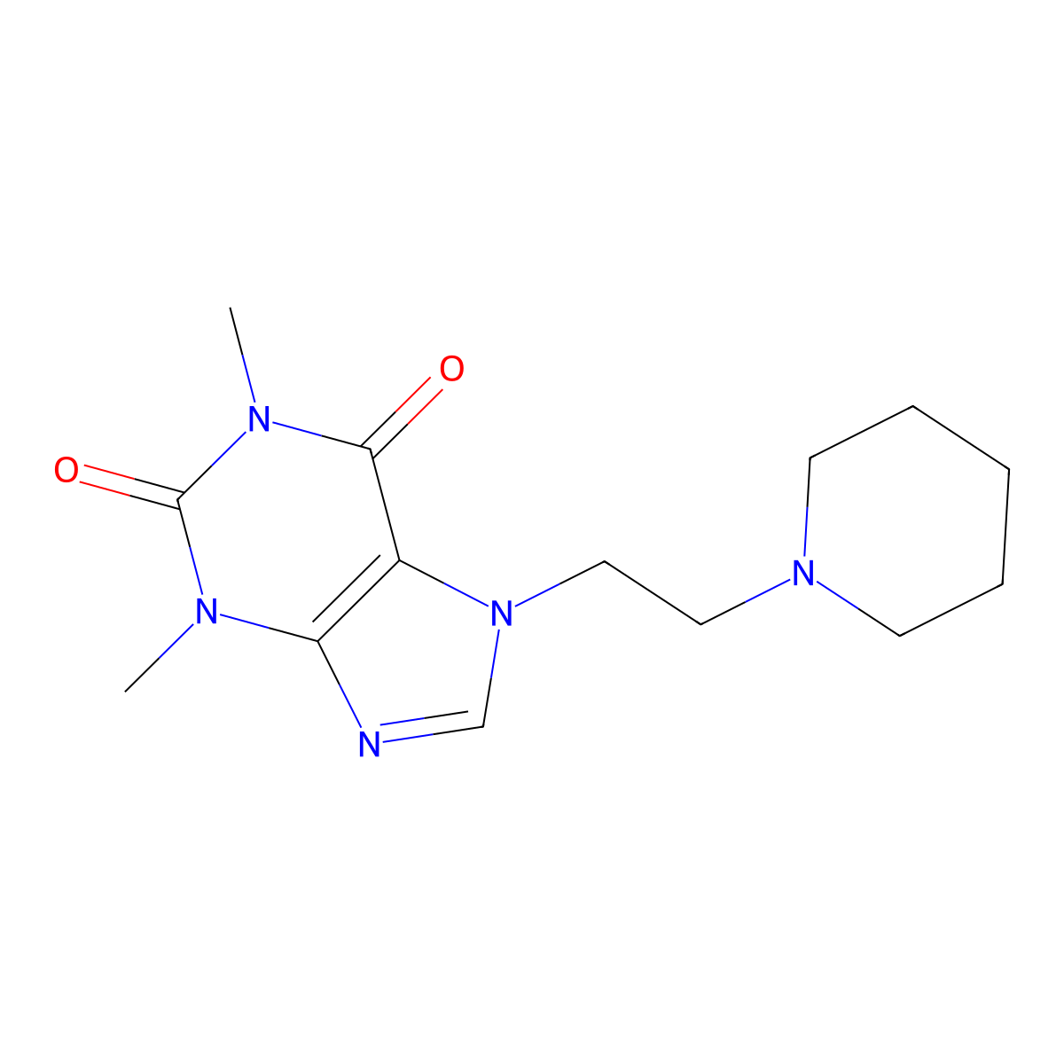 1,3-Dimethyl-7-(2-piperidin-1-ylethyl)purine-2,6-dione molecular structure, CAS 79961-73-2