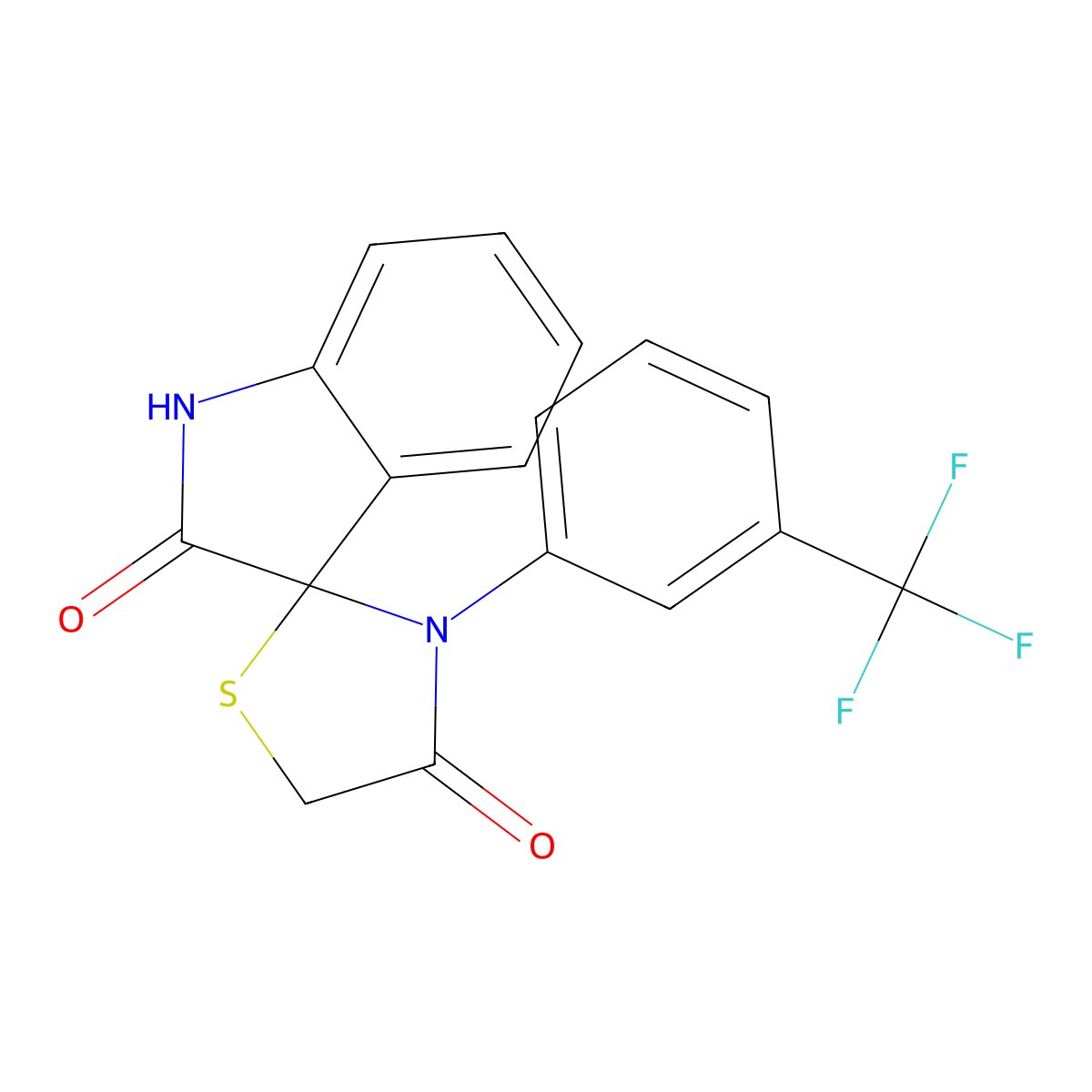 3'-[3-(Trifluoromethyl)phenyl]-1,2-dihydrospiro[indole-3,2'-[1,3]thiazolidine]-2,4'-dione molecular structure, CAS 79962-59-7