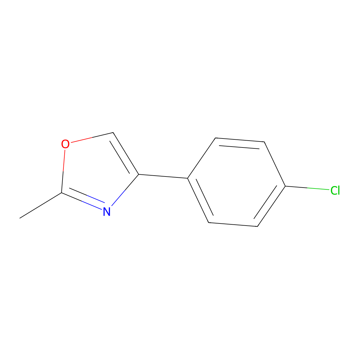 4-(4-Chlorophenyl)-2-methyl-1,3-oxazole molecular structure, CAS 79965-68-7