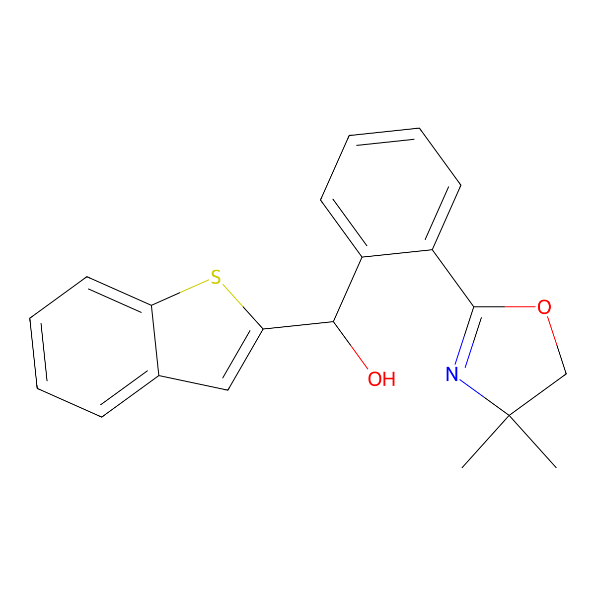 1-Benzothien-2-yl[2-(4,4-dimethyl-4,5-dihydro-1,3-oxazol-2-yl)phenyl]methanol molecular structure, CAS 79966-29-3