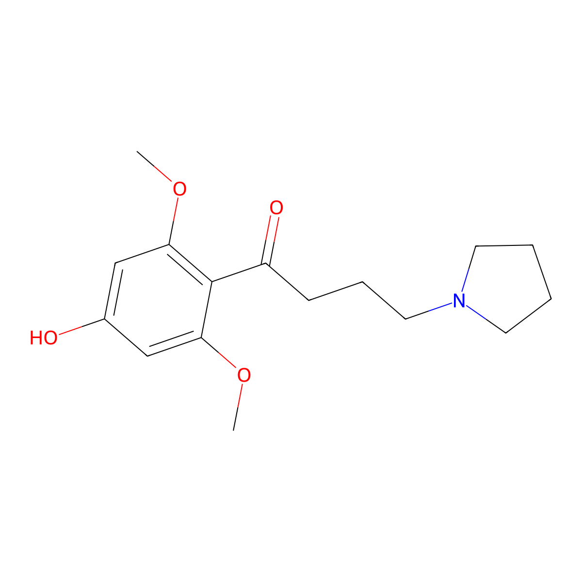4-(Pyrrolidin-1-yl)-1-(4-hydroxy-2,6-dimethoxyphenyl)butan-1-one Hydrochloride (p-Desmethyl-Buflomedil Hydrochloride) molecular structure, CAS 79967-07-0