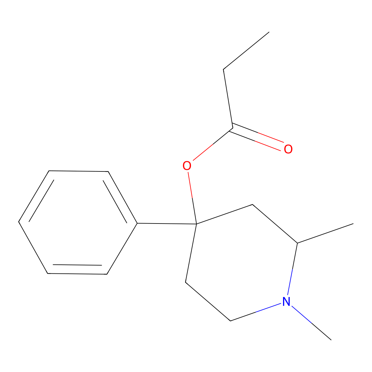 (1,2-Dimethyl-4-phenylpiperidin-4-yl) propanoate molecular structure, CAS 79973-90-3