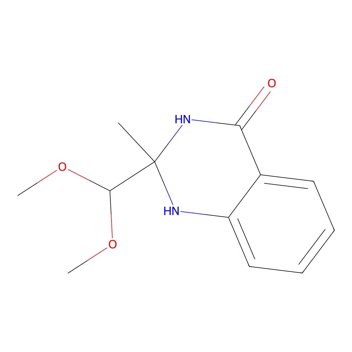 2-(dimethoxymethyl)-2-methyl-2,3-dihydro-4(1H)-quinazolinone molecular structure, CAS 79974-01-9