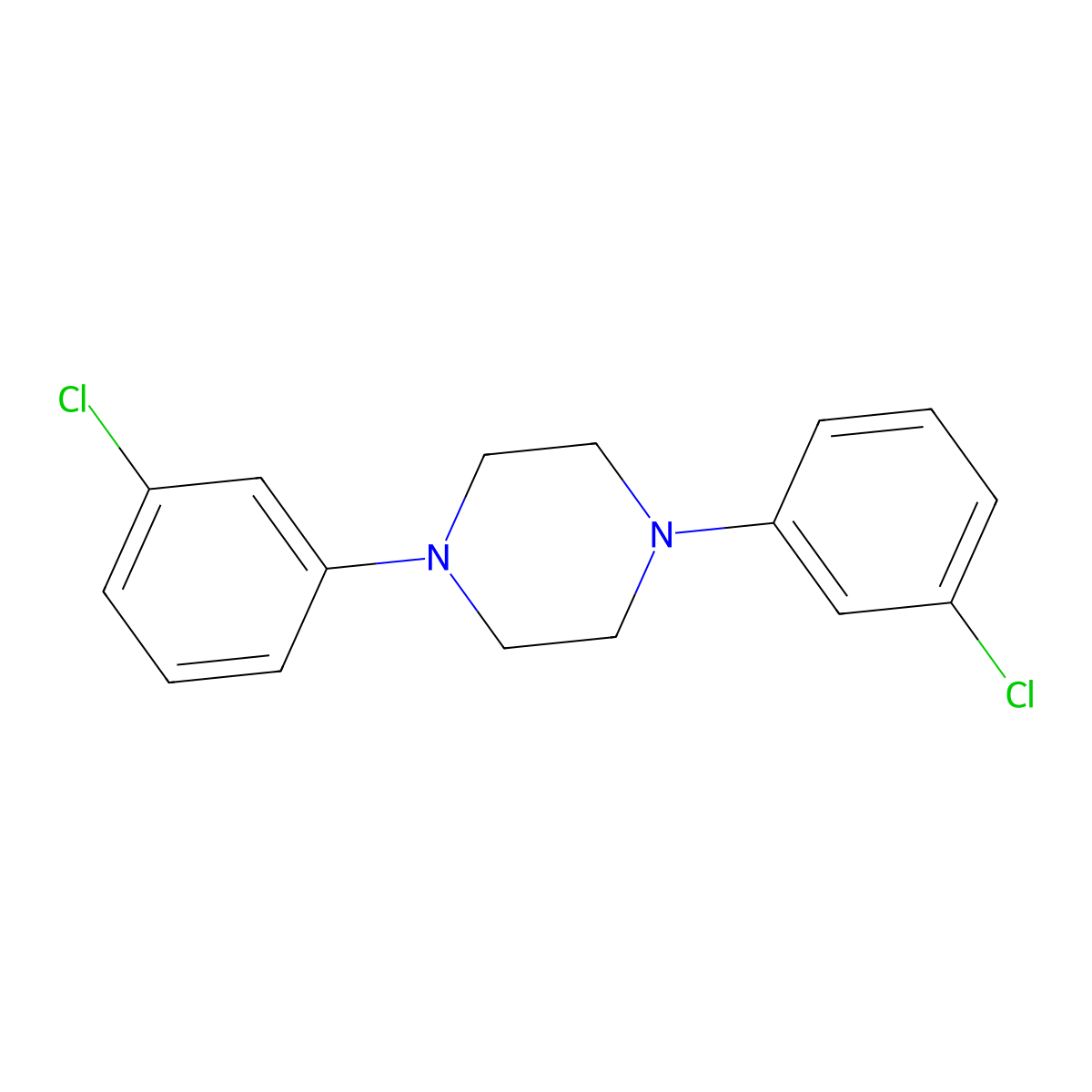 1,4-Bis(3-chlorophenyl)piperazine molecular structure, CAS 79975-63-6