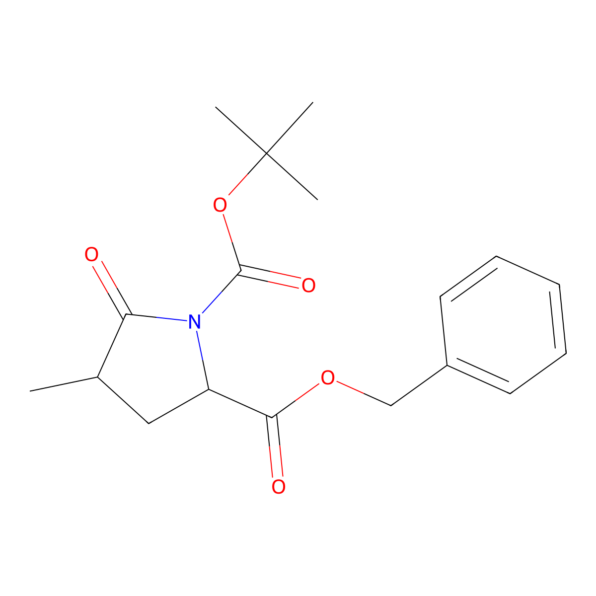 2-BenZyl 1-(tert-butyl) (2S,4R)-4-methyl-5-oxopyrrolidine-1,2-dicarboxylate molecular structure, CAS 799764-85-5