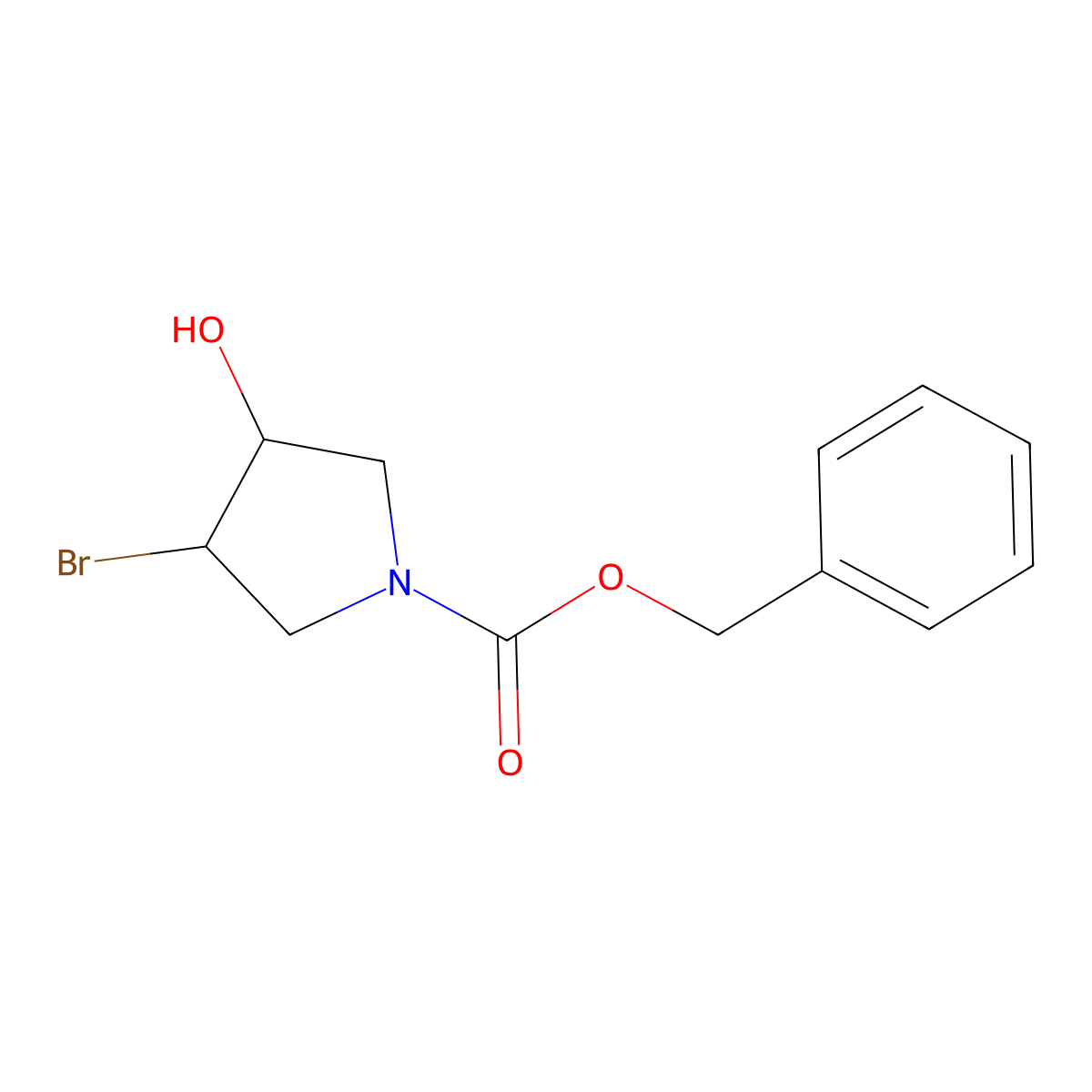Benzyl 3-bromo-4-hydroxypyrrolidine-1-carboxylate molecular structure, CAS 799767-82-1