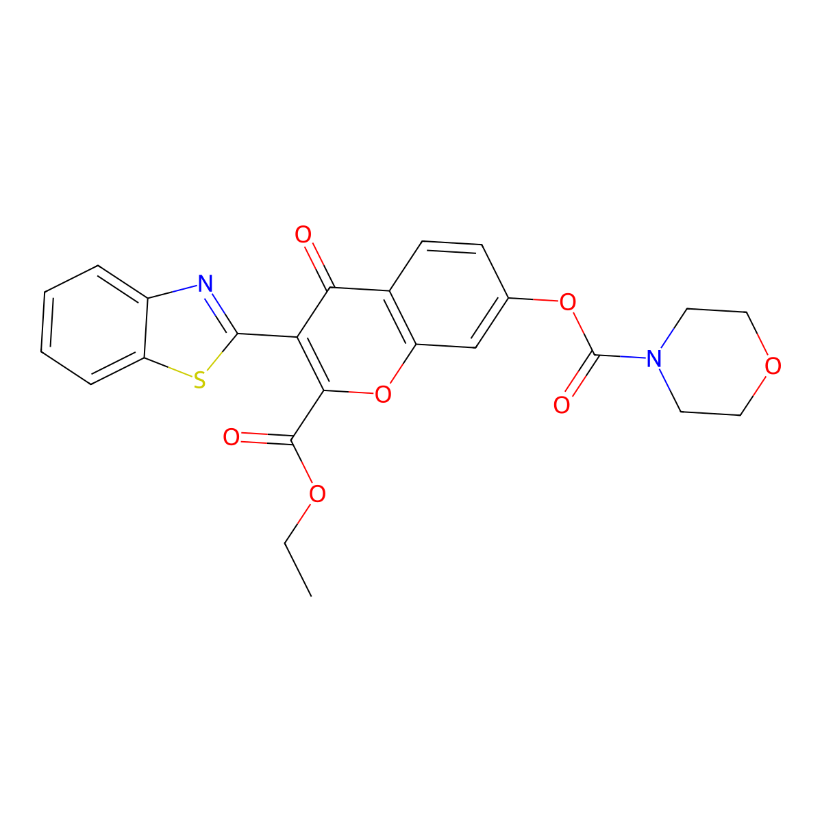 3-(benzo[d]thiazol-2-yl)-2-(ethoxycarbonyl)-4-oxo-4H-chromen-7-yl morpholine-4-carboxylate molecular structure, CAS 799770-29-9