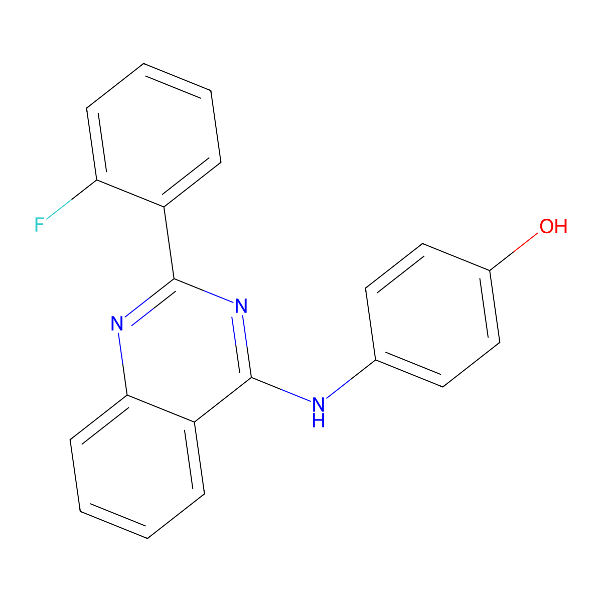 4-[[2-(2-Fluorophenyl)quinazolin-4-yl]amino]phenol molecular structure, CAS 799771-81-6
