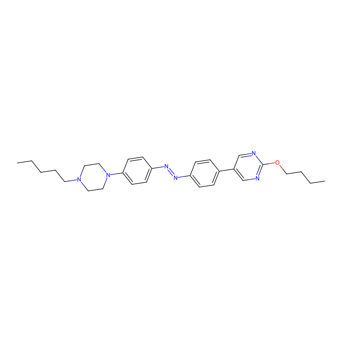 2-butoxy-5-(4-{(E)-[4-(4-pentylpiperazin-1-yl)phenyl]diazenyl}phenyl)pyrimidine molecular structure, CAS 799776-23-1