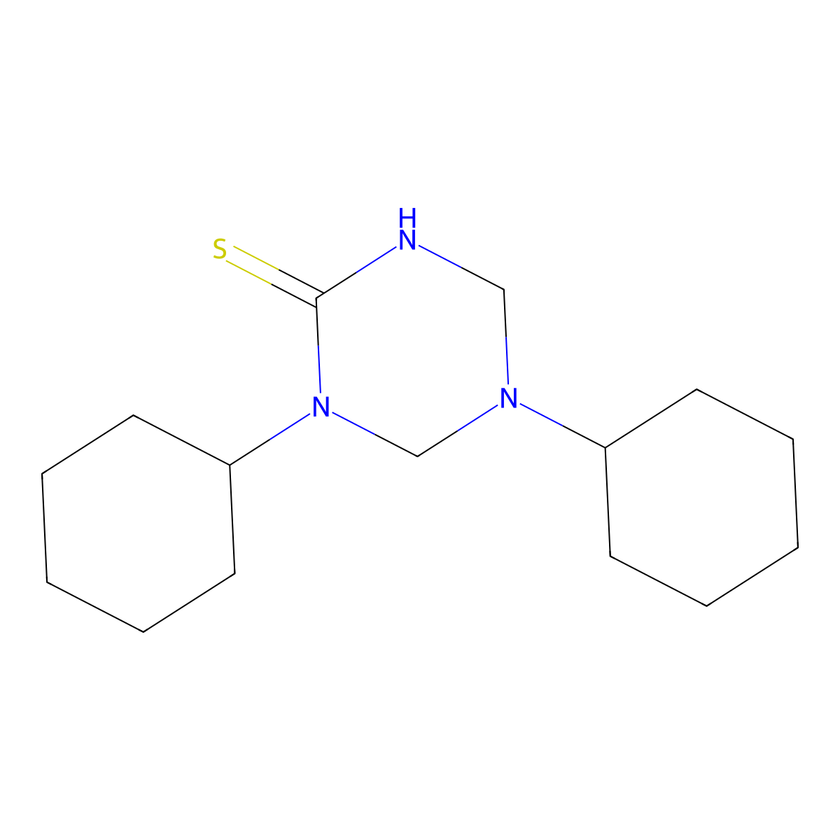 1,5-Dicyclohexyl-1,3,5-triazinane-2-thione molecular structure, CAS 799778-51-1