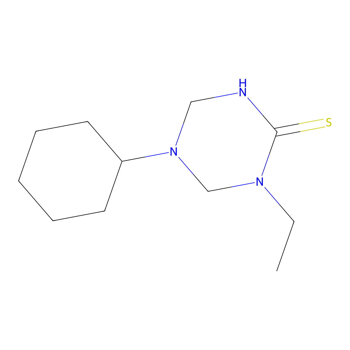 5-Cyclohexyl-1-ethyl-1,3,5-triazinane-2-thione molecular structure, CAS 799778-65-7