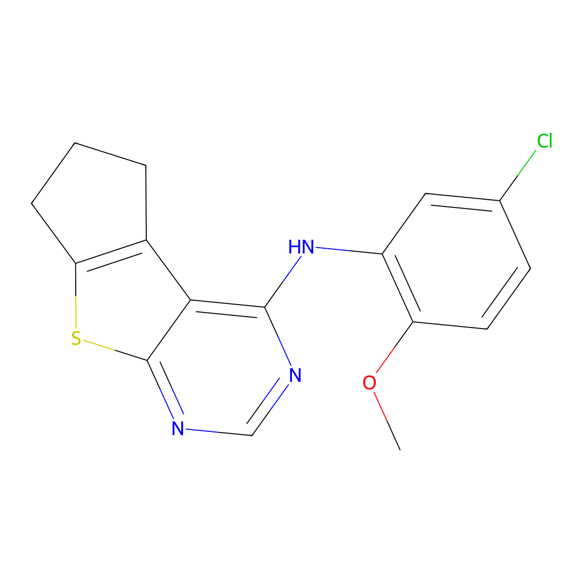 N-(5-chloro-2-methoxyphenyl)-6,7-dihydro-5H-cyclopenta[4,5]thieno[2,3-d]pyrimidin-4-amine molecular structure, CAS 799779-08-1