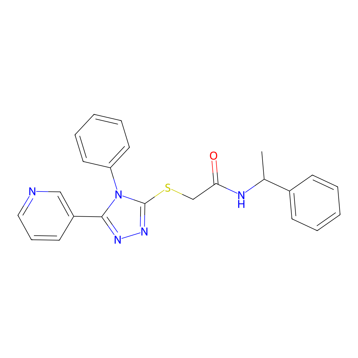 N-(1-phenylethyl)-2-[(4-phenyl-5-pyridin-3-yl-1,2,4-triazol-3-yl)sulfanyl]acetamide molecular structure, CAS 799780-87-3