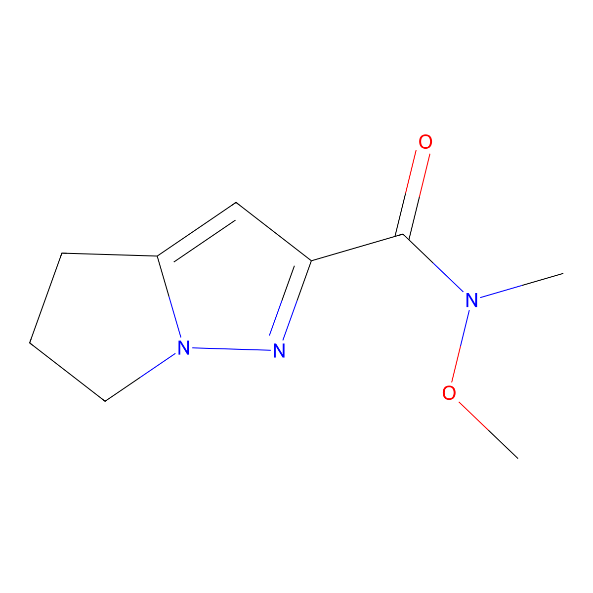 N-methoxy-N-methyl-5,6-dihydro-4H-pyrrolo[1,2-b]pyrazole-2-carboxamide molecular structure, CAS 799781-97-8