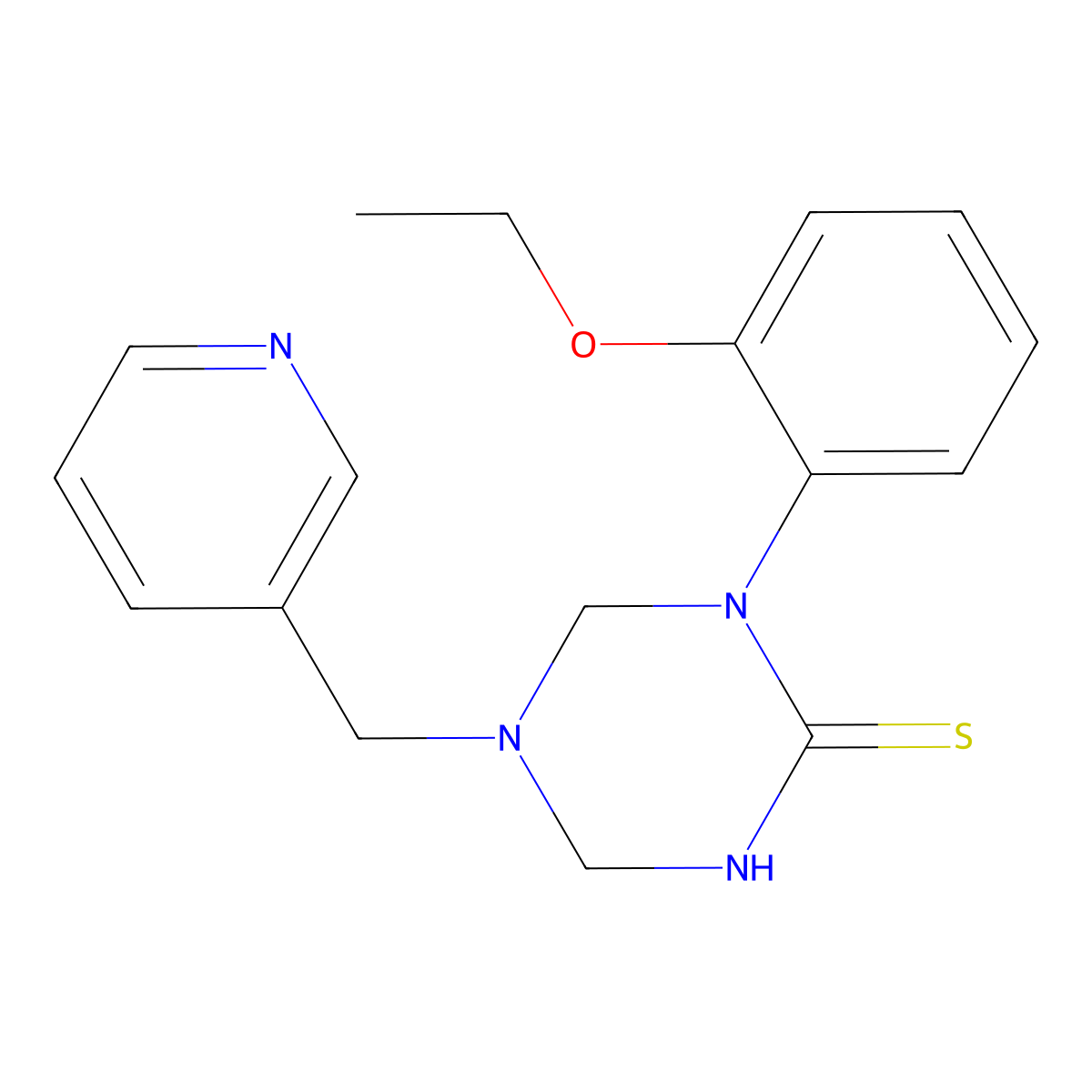 1-(2-Ethoxyphenyl)-5-(pyridin-3-ylmethyl)-1,3,5-triazinane-2-thione molecular structure, CAS 799782-57-3