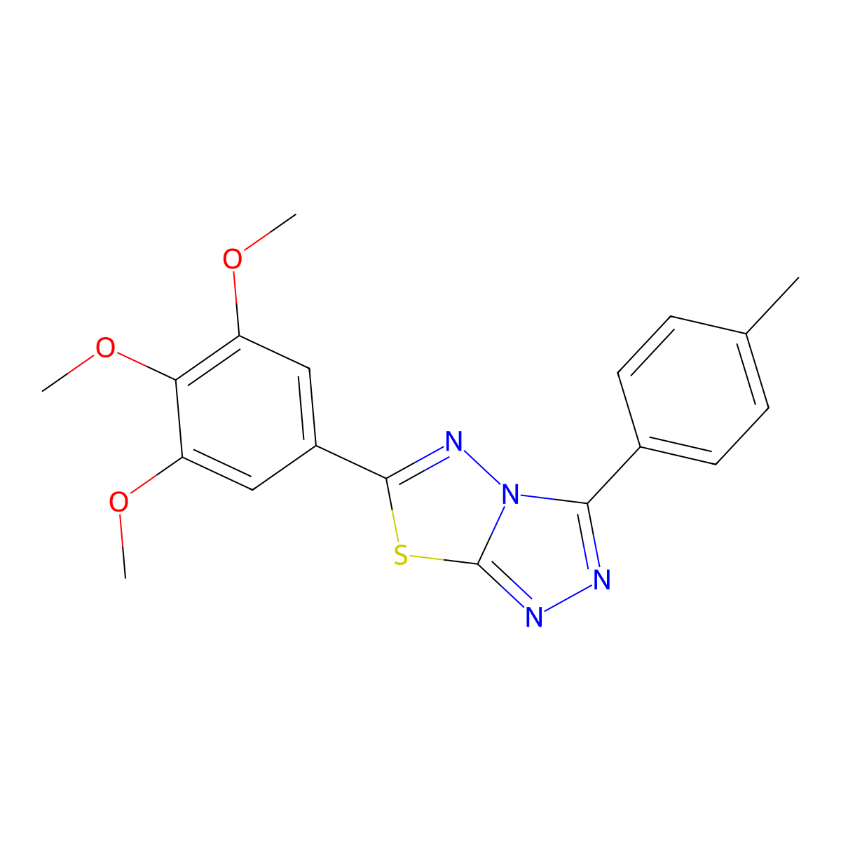 3-(4-Methylphenyl)-6-(3,4,5-trimethoxyphenyl)[1,2,4]triazolo[3,4-b][1,3,4]thiadiazole molecular structure, CAS 799782-90-4