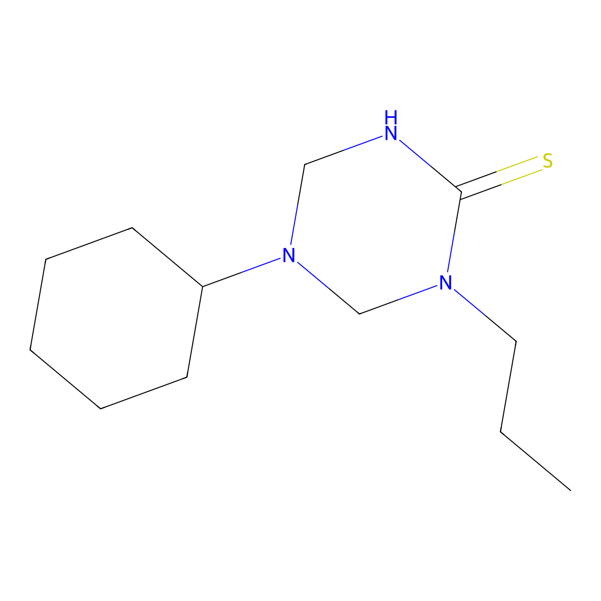 5-Cyclohexyl-1-propyl-1,3,5-triazinane-2-thione molecular structure, CAS 799783-57-6
