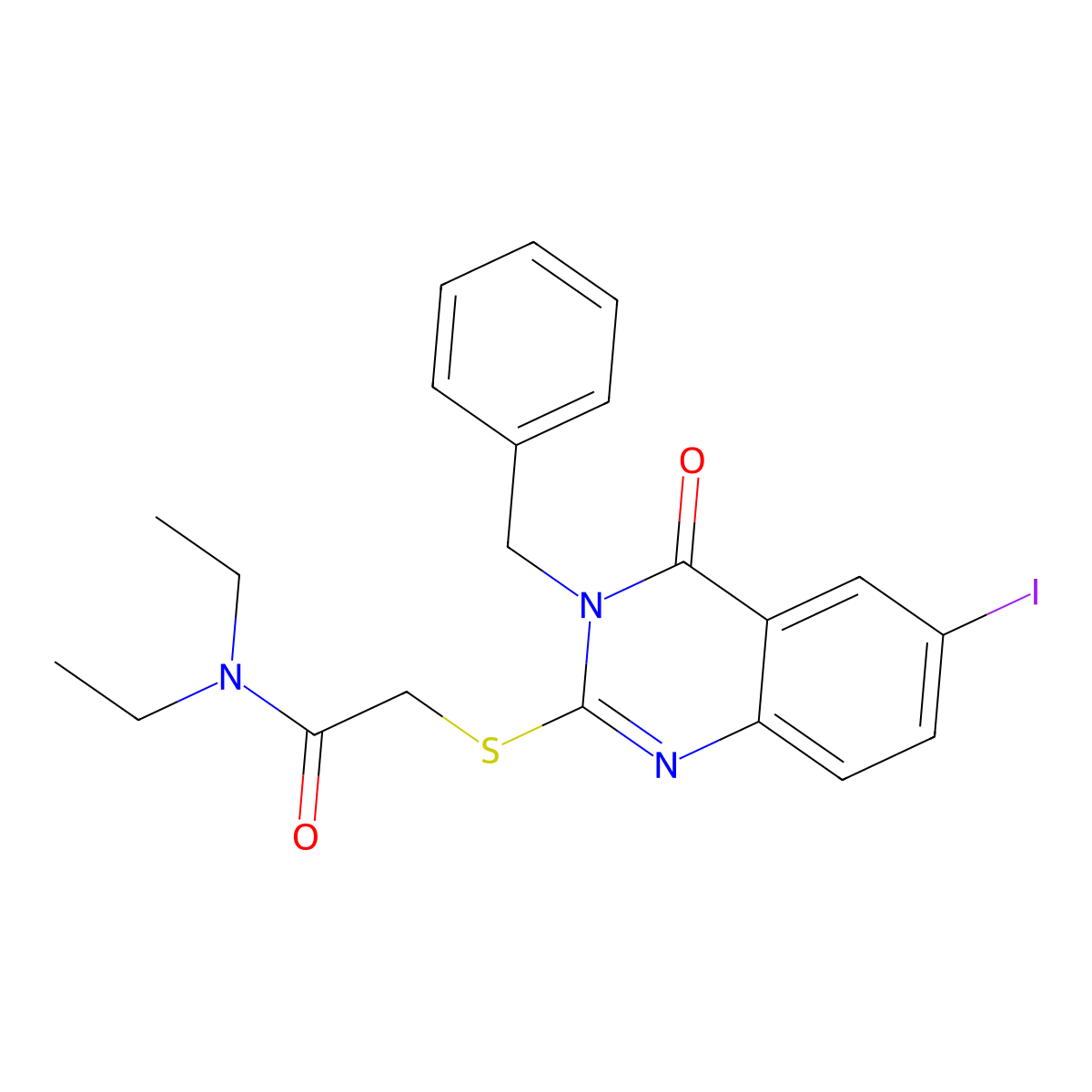 2-(3-benzyl-6-iodo-4-oxoquinazolin-2-yl)sulfanyl-N,N-diethylacetamide molecular structure, CAS 799784-36-4