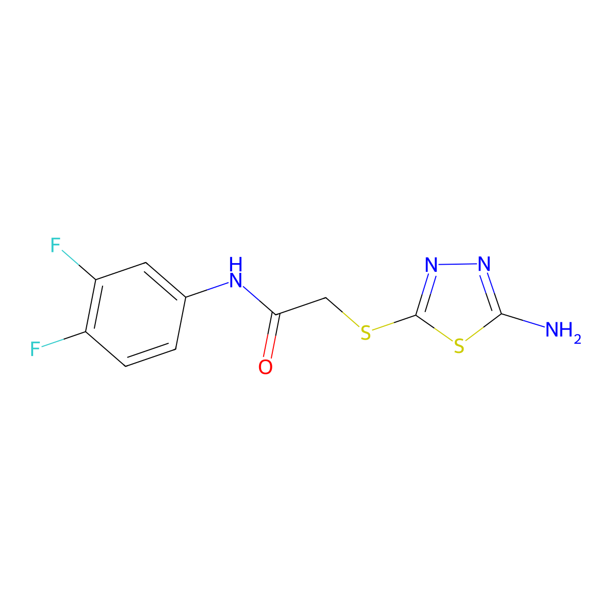 2-[(5-amino-1,3,4-thiadiazol-2-yl)sulfanyl]-N-(3,4-difluorophenyl)acetamide molecular structure, CAS 799784-82-0
