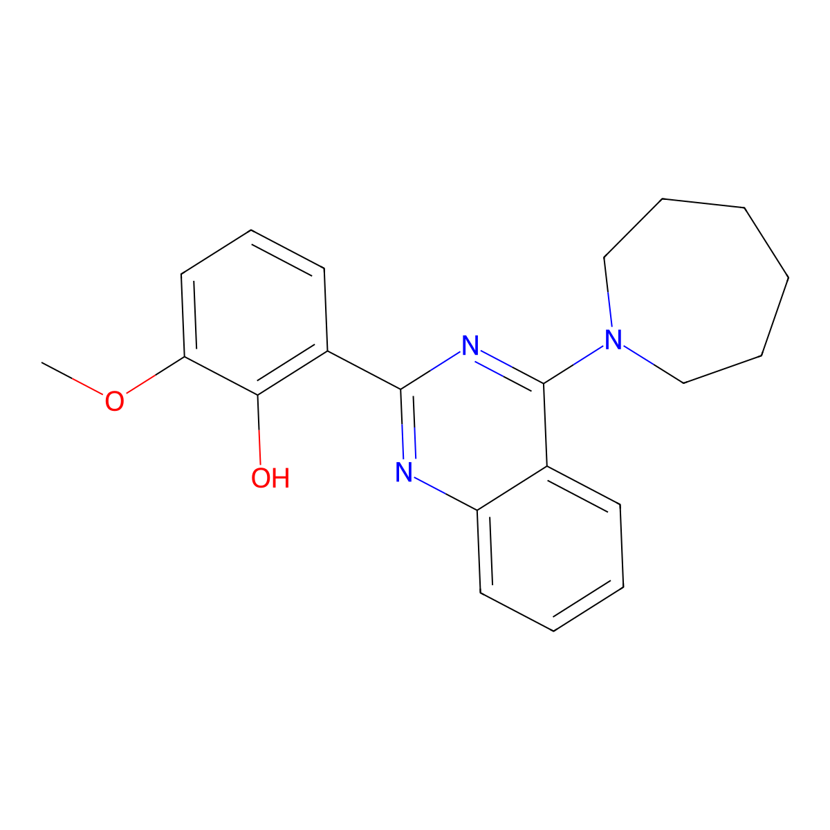 2-(4-(Azepan-1-yl)quinazolin-2-yl)-6-methoxyphenol molecular structure, CAS 799784-83-1