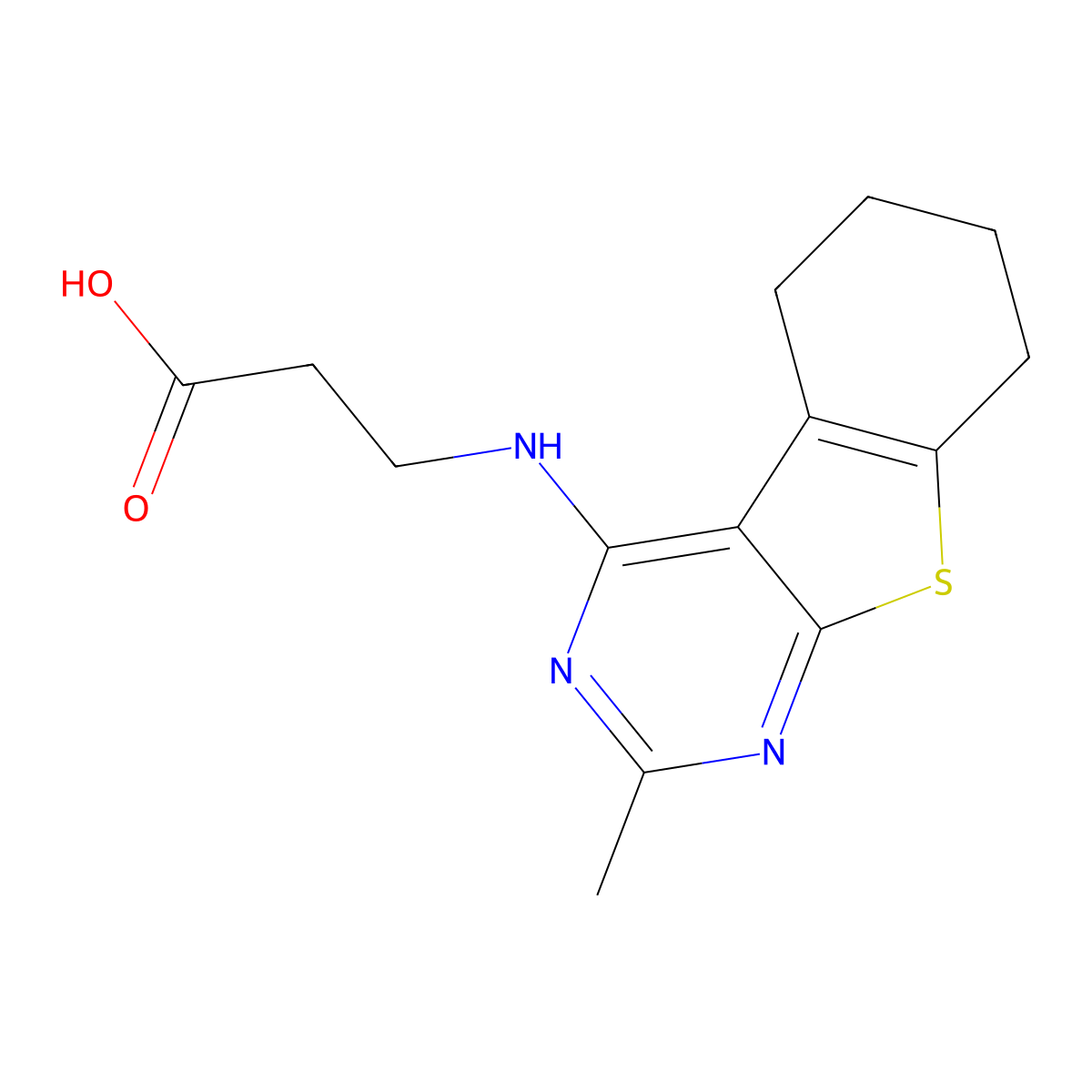 N-(2-methyl-5,6,7,8-tetrahydro[1]benzothieno[2,3-d]pyrimidin-4-yl)-beta-alanine molecular structure, CAS 799785-89-0