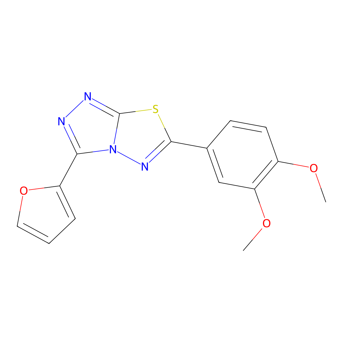 6-(3,4-Dimethoxyphenyl)-3-(furan-2-yl)-[1,2,4]triazolo[3,4-b][1,3,4]thiadiazole molecular structure, CAS 799786-73-5