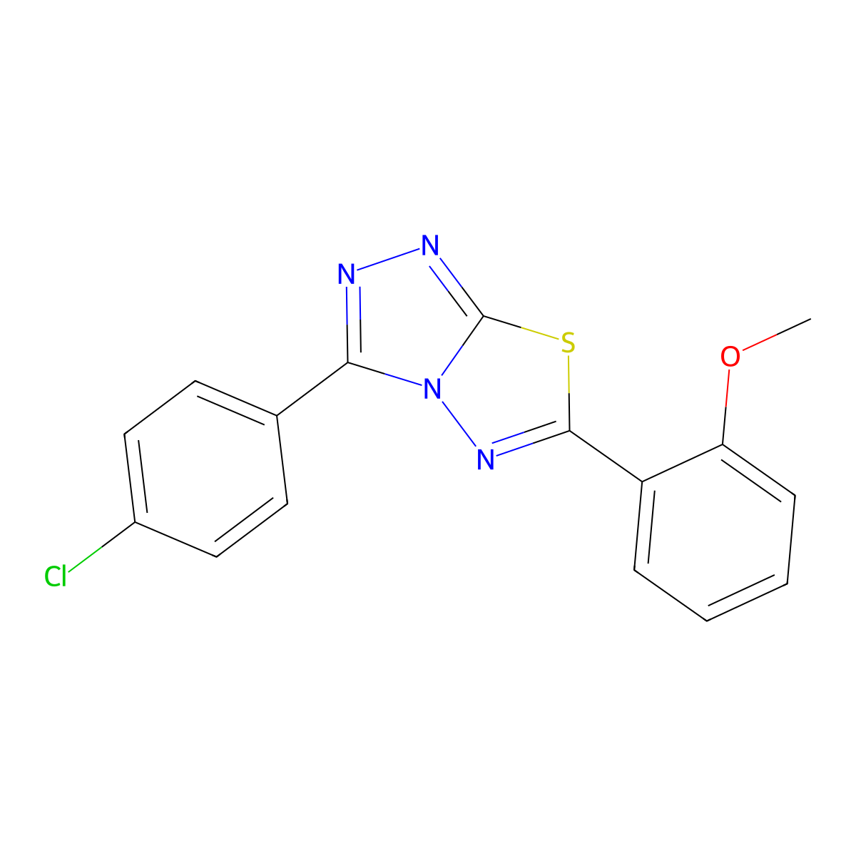 3-(4-Chlorophenyl)-6-(2-methoxyphenyl)-[1,2,4]triazolo[3,4-b][1,3,4]thiadiazole molecular structure, CAS 799786-77-9