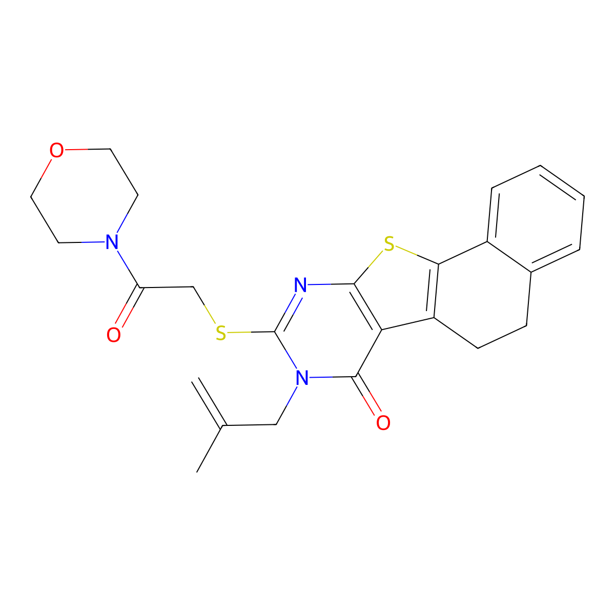 8-(2-methylallyl)-9-((2-morpholino-2-oxoethyl)thio)-5,6-dihydronaphtho[2',1':4,5]thieno[2,3-d]pyrimidin-7(8H)-one molecular structure, CAS 799787-28-3