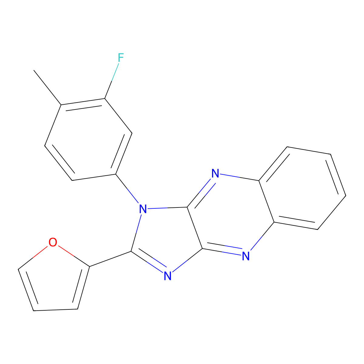 1-(3-fluoro-4-methylphenyl)-2-(furan-2-yl)-1H-imidazo[4,5-b]quinoxaline molecular structure, CAS 799790-32-2