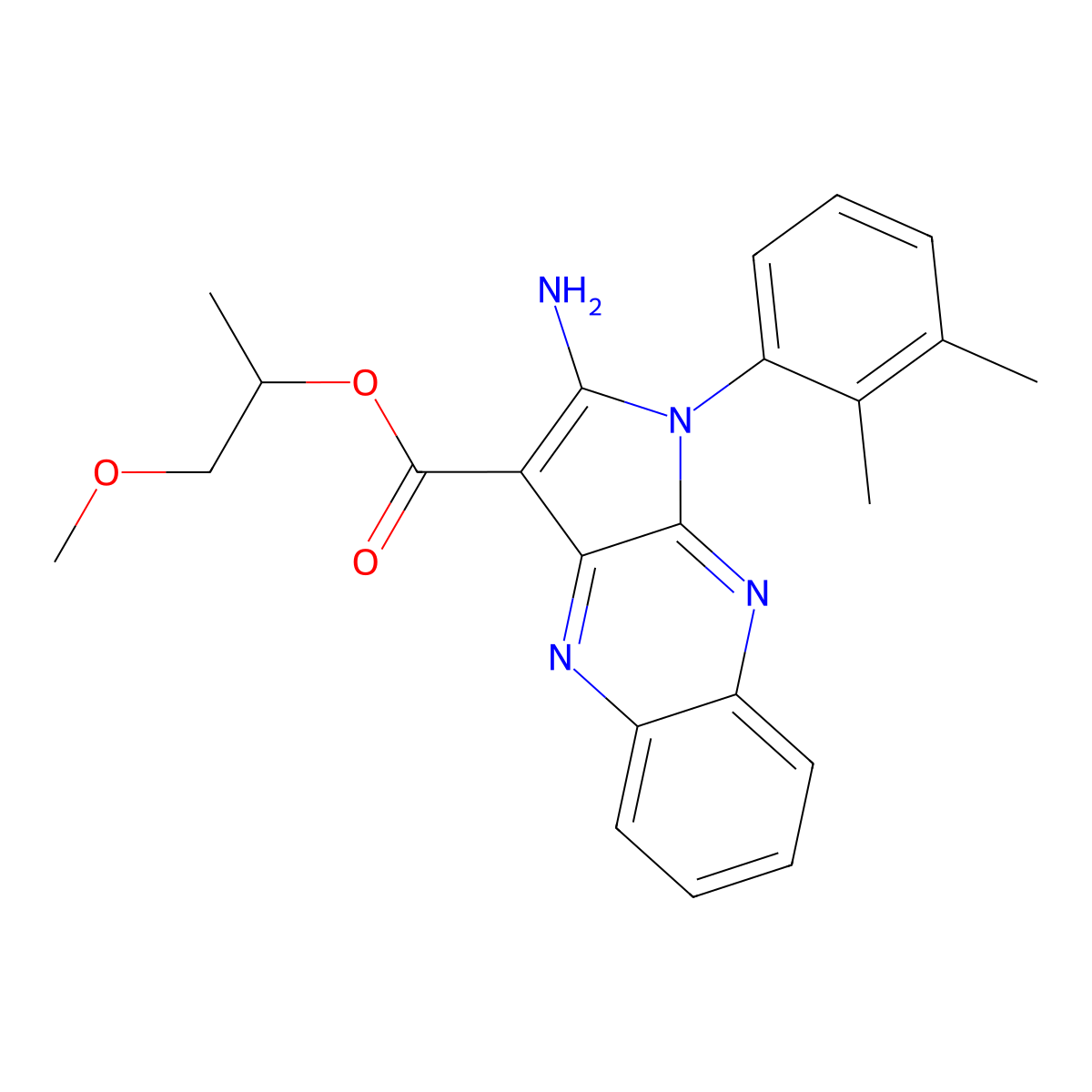 1-Methoxypropan-2-yl 2-amino-1-(2,3-dimethylphenyl)pyrrolo[3,2-b]quinoxaline-3-carboxylate molecular structure, CAS 799790-91-3