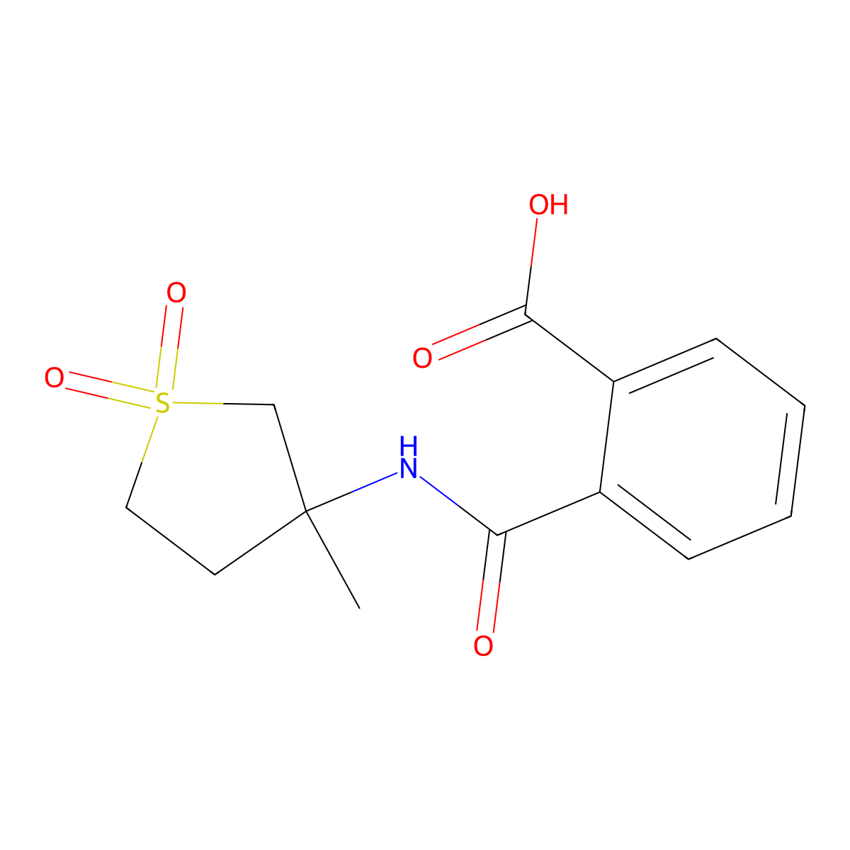 2-[(3-Methyl-1,1-dioxidotetrahydrothiophen-3-yl)carbamoyl]benzoic acid molecular structure, CAS 799791-99-4