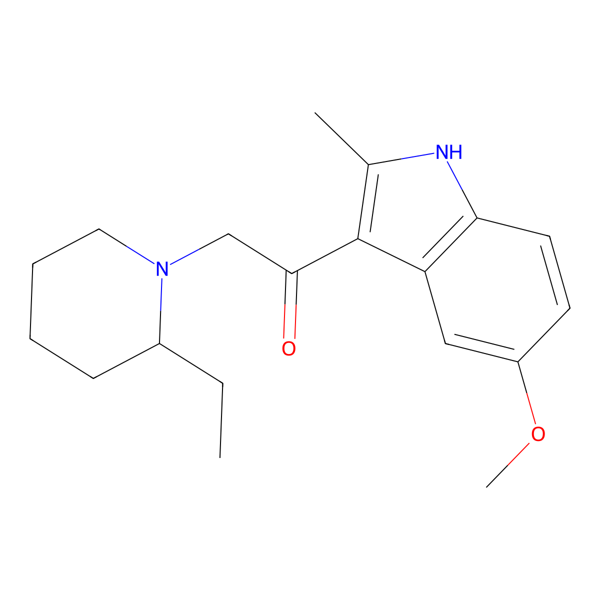 2-(2-ethylpiperidin-1-yl)-1-(5-methoxy-2-methyl-1H-indol-3-yl)ethanone molecular structure, CAS 799792-44-2