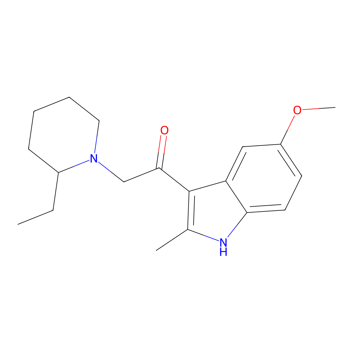 2-(2-ethylpiperidin-1-yl)-1-(5-methoxy-2-methyl-1H-indol-3-yl)ethanone molecular structure, CAS 799792-44-2