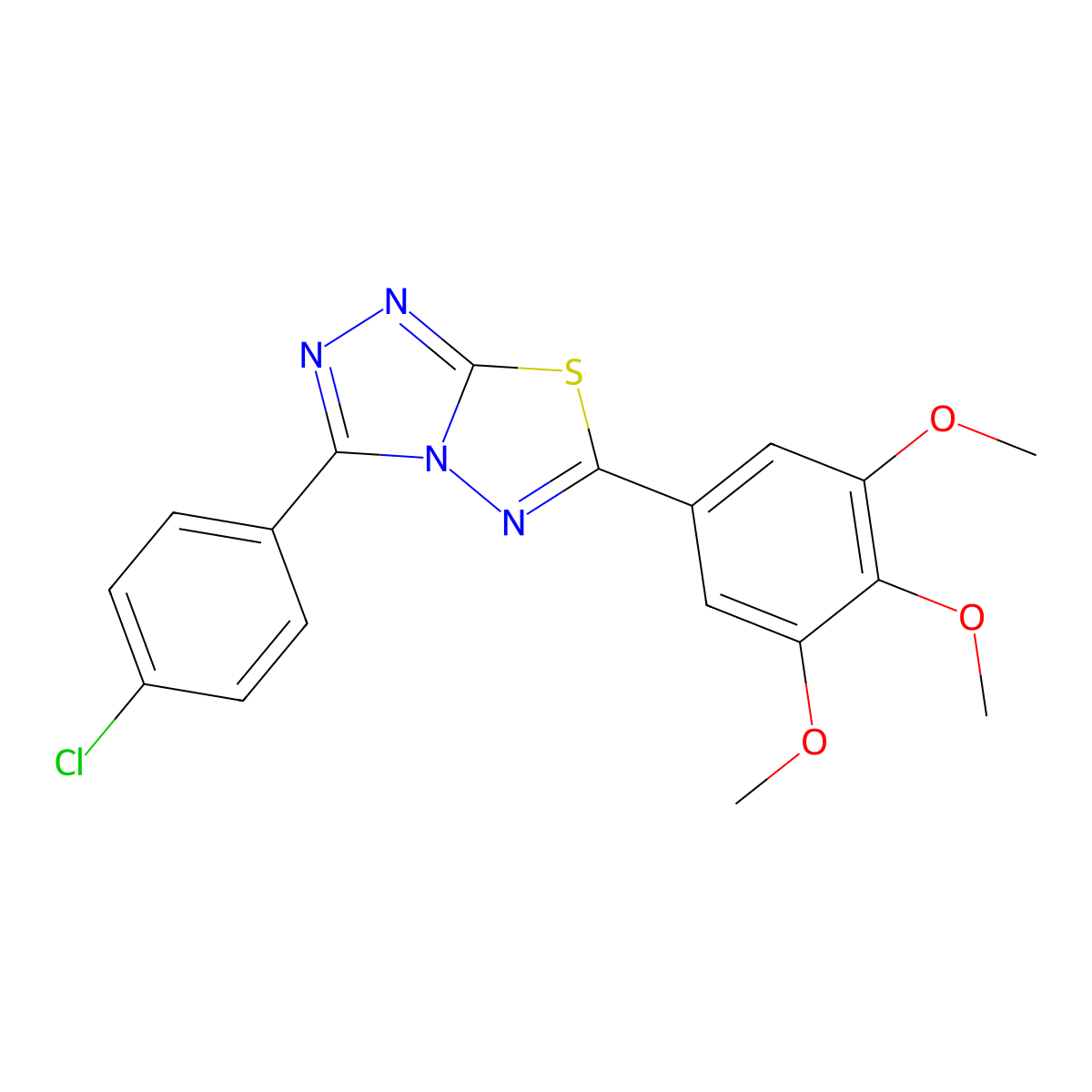 3-(4-Chlorophenyl)-6-(3,4,5-trimethoxyphenyl)[1,2,4]triazolo[3,4-b][1,3,4]thiadiazole molecular structure, CAS 799792-55-5