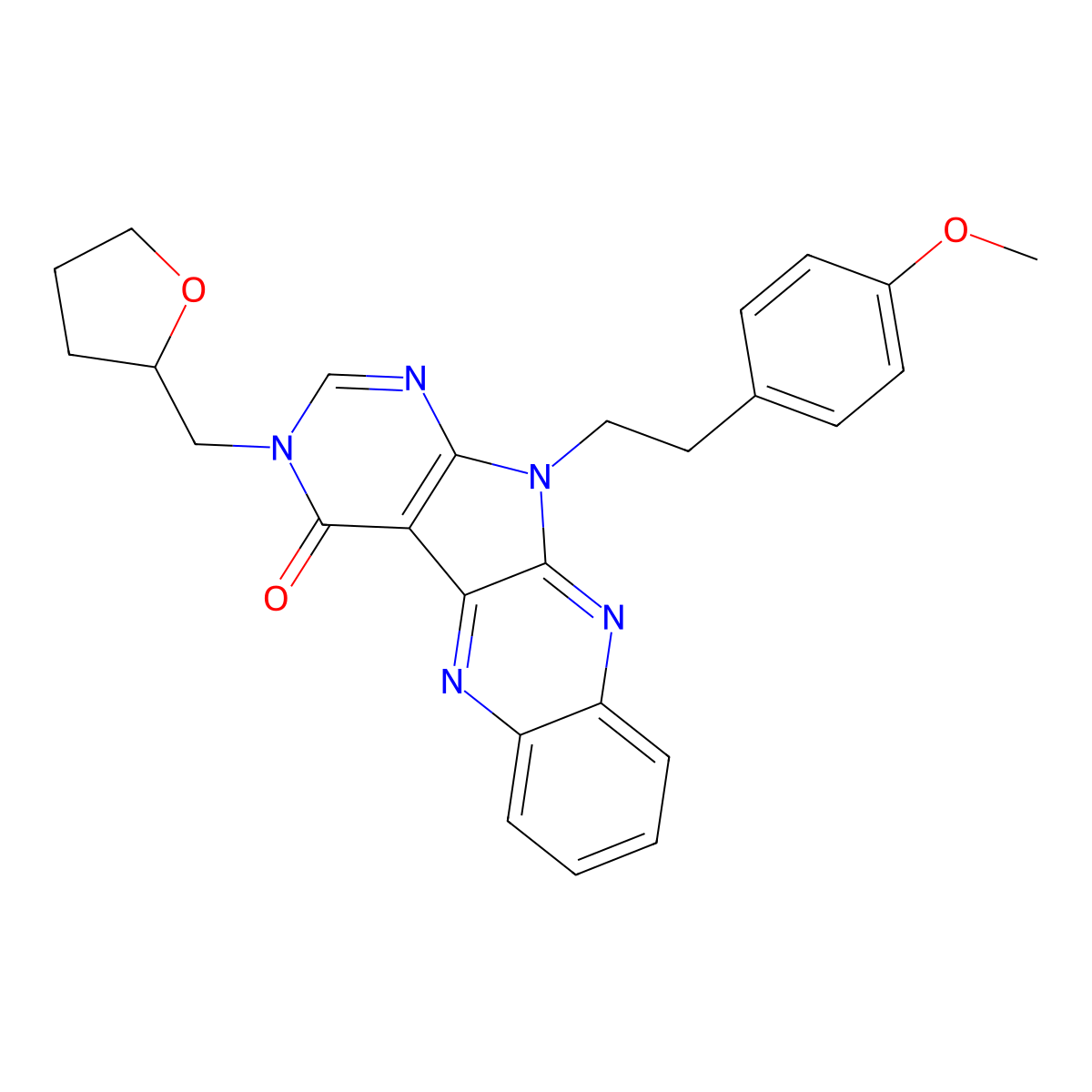11-(4-methoxyphenethyl)-3-((tetrahydrofuran-2-yl)methyl)-3H-pyrimido[5',4':4,5]pyrrolo[2,3-b]quinoxalin-4(11H)-one molecular structure, CAS 799792-89-5