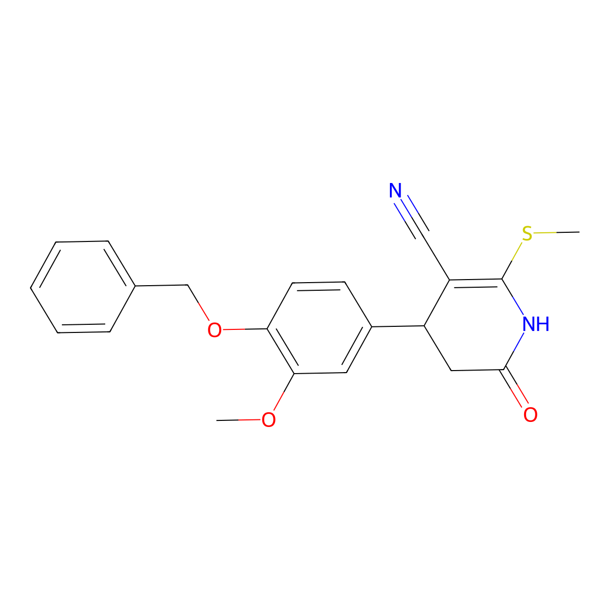4-(3-methoxy-4-phenylmethoxyphenyl)-6-methylsulfanyl-2-oxo-3,4-dihydro-1H-pyridine-5-carbonitrile molecular structure, CAS 799793-55-8