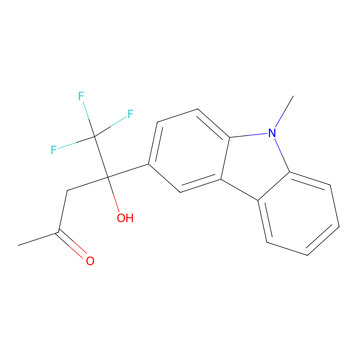 5,5,5-Trifluoro-4-hydroxy-4-(9-methylcarbazol-3-yl)pentan-2-one molecular structure, CAS 799795-55-4