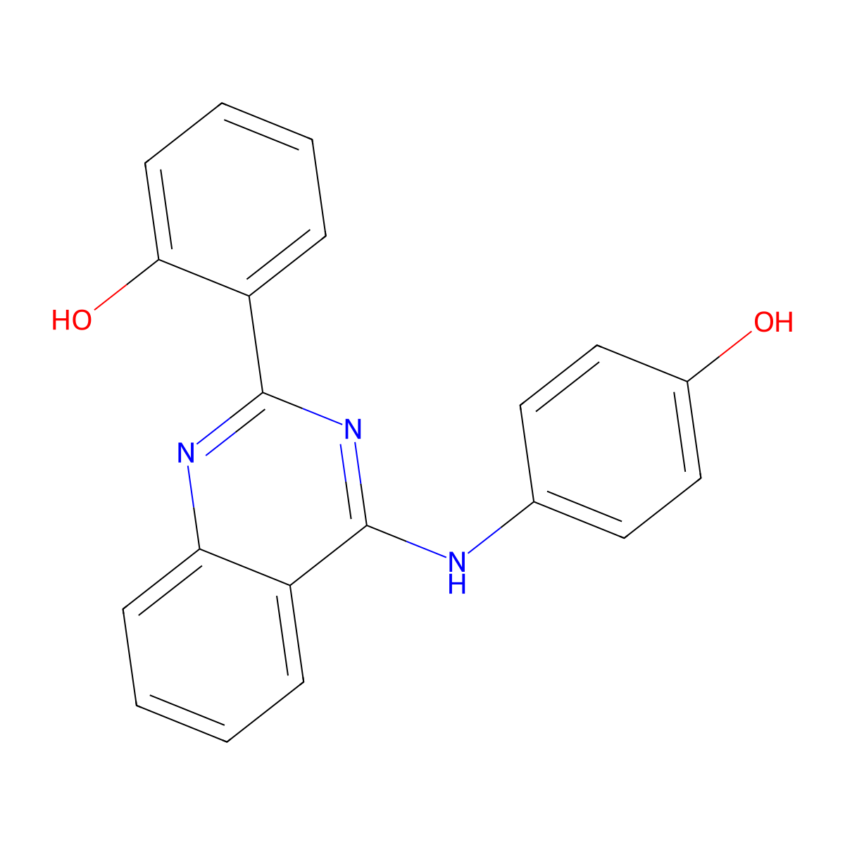 (6E)-6-[4-(4-hydroxyanilino)-1H-quinazolin-2-ylidene]cyclohexa-2,4-dien-1-one molecular structure, CAS 799795-64-5