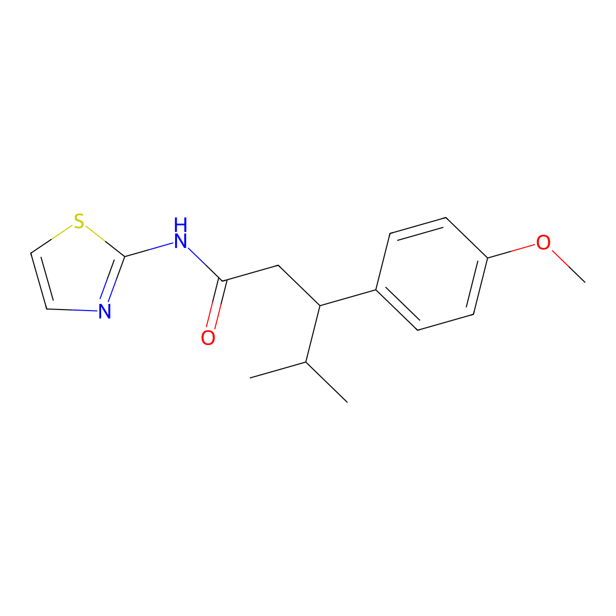 3-(4-methoxyphenyl)-4-methyl-N-(1,3-thiazol-2-yl)pentanamide molecular structure, CAS 799799-53-4